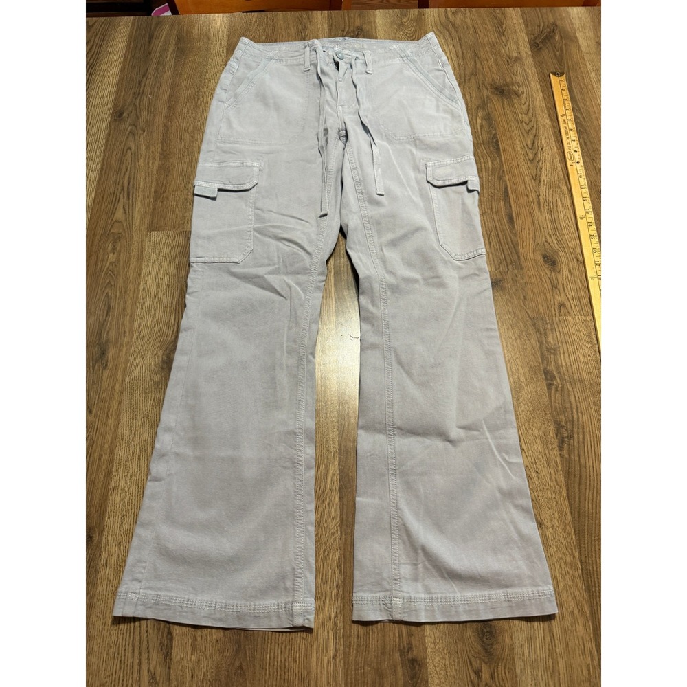 American Eagle Pants Women Size 6 Blue Flare Low Rise Drawstring Stretch Cargo